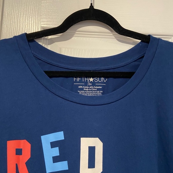 NWT Red Wine & Blue Size 2X Short Rolled Sleeve Crew Neck Cotton Tee Shirt USA - Picture 2 of 9